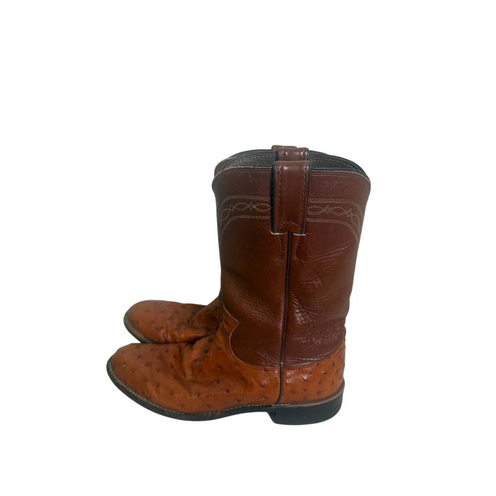 Vintage Justin Full Quill Ostrich Roper Boots Women’s 6.5B  7 Cognac